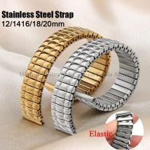 12mm 14mm 16mm 18mm 20mm Stretch Expansion Stainless Steel Watch Band Strap Metal Elastic Belt Accessories Men Women Bracelets