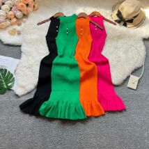 YuooMuoo Chic Mode Sexy Paket Hüften Rüschen Bodycon Kleid Frauen Sommer Dünne Elastische Gestrickte Party Kleid Dame Outfits Vestido