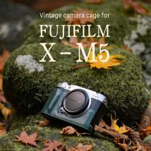 TILTA Vintage Camera Cage for Fujifilm X-M5 Base Kit Baseplate with Wooden Grip Hot Shoe Thumb Bracket Leather