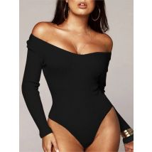 Sexy Women Bodysuit  Long Sleeve Slim Fit Casual Knitted Bandage Body Top Ladies Long Sleeve Leotard Stretch Autumn Romper