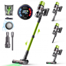 SmartAI V6 Kabelloser Staubsauger, 65KPA 650W Starker Akku-Staubsauger, Bis zu 80 Min Laufzeit, 24000mAh Große Batterie, Anti-Verhedderungs-Bürste, Für Teppich, Hartboden, Tierhaare, Auto