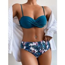 2026 Bandeau-Badeanzug Damen High-Waist-Bikini Bedruckte Bademode Gepolsterte Badehose Schwimmanzug Strandkleidung