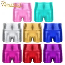 Pantaloncini da ballo per bambini pantaloncini metallizzati lucidi per ragazze pantaloni per ginnastica sportiva esercizio Fitness allenamento pantaloncini per bambini