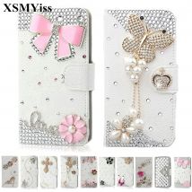 XSMYiss Mode Bling Diamant Strass Leder Flip Wallet Cover Handyhülle für iPhone 16 15 14 13 12 11 Pro Max XR XS 16Pro