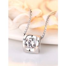 New Fashion 925 Sterling Silver Jewelry Exquisite Zircon Heart Pendant Necklaces Women&Girl Birthday Gift Collarbone Chain Neck