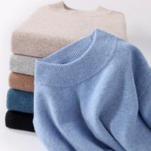 Maglione di lana merino al 100% da donna taglie forti 5XL pullover a mezzo collo camicia con fondo in maglia allentata maniche lunghe top in cashmere filettato