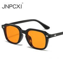 JNPCXI Quadrat Candy Farbe Frauen Sonnenbrille Retro Nieten Männer Trend Orange Sonnenbrille Shades UV400