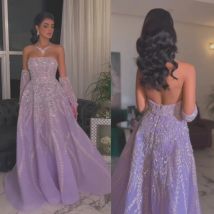 Maßgeschneiderte Organza-Pailletten, Perlenapplikationen, gerüscht, für Hochzeit, Party, A-Linie, trägerlos, maßgeschneidertes Anlasskleid, lange Kleider