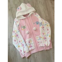 Harajuku Zip Hoodies Women Japanese Sweet Lolita Sweatshirts Kawaii Cartoon Print Y2k Hooded Overcoat Korean Fashion Clothes Top