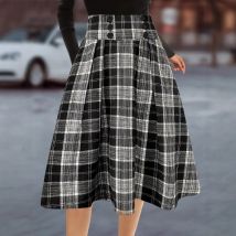 Plaid Frauen Maxi Rock Vintage Sommer Hohe Taille EINE Linie Viktorianischen Langen Rock Steampunk Gothic Rüschen Saum Plissee Party Röcke
