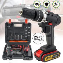 Trapano a percussione a batteria 21V Trapano a percussione elettrico Batteria agli ioni di litio 25 + 3 Impostazione di coppia Cacciavite elettrico a 2 velocità Utensili elettrici