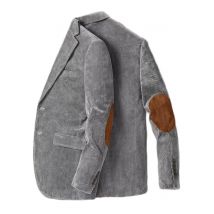 Men's Corduroy Blazer Business Casual Jacket with Elbow Patch Spring Fall Sport Coats Fashion Casual Single Breasted Men Jacket