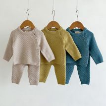 2 Stück Baby Boy Kleidung Set Herbst Winter weich gestrickte Baumwolle Baby Boy Pullover Hosen Kinder Outfit Frühling