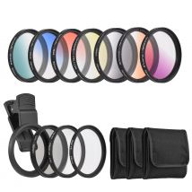 52mm Telefon Objektiv Filter Kit mit 7 Farben abgestuften Filtern Nahaufnahme Filter Montage clip für Canon Nikon Sony DSLR-Kameras