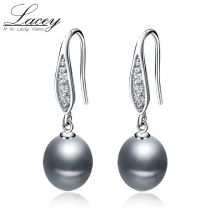Natürliche schwarze Perlenohrringe, Schmuck für Frauen, 925er Silber, Perlenohrring, edler Schmuck, Ehefrau, Mutter, Geburtstagsgeschenk, Rosa, Grau