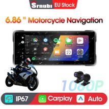 Srnubi 6.86 pollici Wireless CarPlay Moto GPS Portatile IP67 Touch Screen impermeabile Navigazione DVR per motocicli universali
