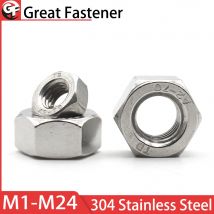 1-100 Stück A2-70 304 Edelstahl Sechskantmutter für M1 M1,2 M1,4 M1,6 M2 M2,5 M3 M4 M5 M6 M8 M10 M12 M16 M20 M24 Schraubenbolzen