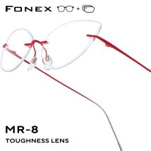 FONEX Progressive Brillen Benutzerdefinierte Photochrome Myopie Optische Linse Brillen Frauen Titan Randlose Cat Eye Brillen