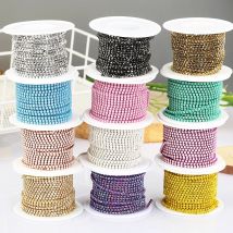 SS6 2 mm 1 Yard rosa/grün/blau Opalglas Strass Cup Kette Glitzer Kristall Strass Trim für DIY Hochzeitskleid Dekoration
