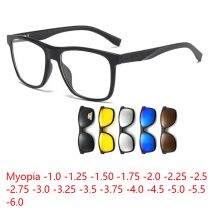 6 In 1 Männer Polarisierte Myopie Sonnenbrille Klassische Optische Magnetische Clip Brillen Benutzerdefinierte Frauen Brillen Rahmen Brillen -0,5 bis -10