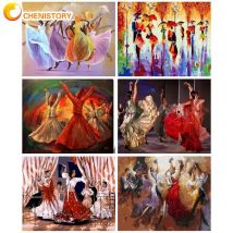 CHENISTORY DIY Oil Painting By Numbers Color Dancer Woman Figure Paint By Number Hand Painted Unique Gift 60x75cm Frame Photo