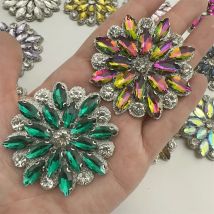 20pcs 3D Iron on applique handmade embroidery crystal flower patches for clothing DIY