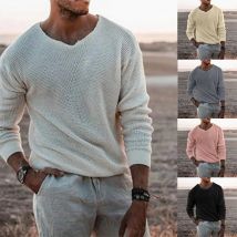 Europäische und amerikanische Mode Herren Strickpullover Lässiger lockerer Pullover V-Ausschnitt Langarm Pullover Pullover Plus Size Jacke