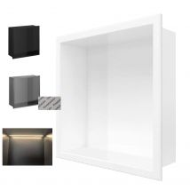 1 Stück Quadratische SUS304 Lackierte Einbau-Badewannen-Wandnische mit LED-Beleuchtung Einzelregal-Organizer Weiß Schwarz Grau