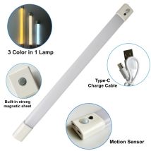 AITHEA Motion Sensor LED Bar Light USB Rechargeable Night Light Wireless Strip Lamp for Kitchen Cabinet Wardrobe Staircase