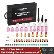 Kit di accessori per torcia di saldatura TIG ARCCAPTAIN Pinze per ugelli in allumina Corpo tozzo Lente a gas # Kit di 10 materiali di consumo per tazze di vetro