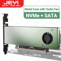Adattatore JEYI SK9 M.2 Dual PCIE 4.0 per SSD NVMe / NGFF con ventola turbo, NVME (chiave m) e slot SATA (chiave b) SSD a PCIe x4 X8 X16