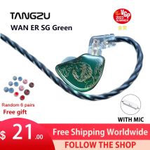 Tangzu WAN ER SG Jade Green 10mm Driver dinamico Auricolare in-ear IEM MIC Membrana composita in metallo N52 Magnete Beat-selling