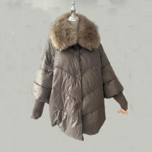 Winter Weiß Unten Ente Parka Große Pelz Kragen Baumwolle Gefütterte Jacke Frauen Lose Puffer Mantel Leichte Tasche Weibliche Oberbekleidung