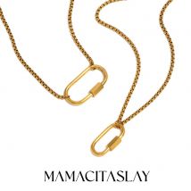 MamacitaSlay Einzigartige 18K vergoldete Edelstahl geometrische DIY Halskette Party wasserdichter Schmuck Unisex trendige Halskette