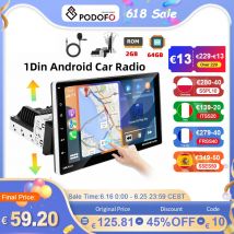 Podofo 1Din Android Car Stereo 9 ''2 + 64G lettore multimediale Carplay Android Auto navigazione GPS