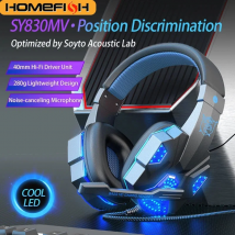 Cuffie da Gaming RGB HOMEFISH SY830MV con Microfono, Cuffie Cablate Over-Ear Leggere per PC, PS5, Xbox, Switch