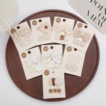 2 teile/satz ins Creme Spitze Baby Haars chleifen Clips Französisch Vintage Prinzessin Mädchen Haarnadeln beige Farbe Blume Haars pangen Kinder Haars pangen
