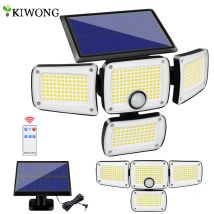 Lámpara LED con luz solar para exterior, luces de pared con cabezal ajustable, para seguridad e inundación, resistente al agua, tres modos de funcionamiento, IP65, 112 o 182 LEDs