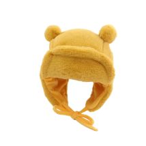 Cute Bear Baby Ear Protection Beanies Infant Plush Earflaps Cap Soft Furry Winter Warm Hat Kids Girl Boy Soild Bonnet Fit 8M-3Y