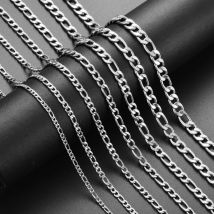 18 cm bis 60 cm Figaro Gliederkette Schmuck klassische Panzerkette 3–7,5 mm Edelstahl Silber Farbe Kette für Männer Frauen Dropship
