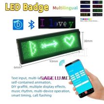 Digitales Abzeichen, mehrsprachig, LED, USB wiederaufladbar, DIY, programmierbar, HD-Text, Namensschild, scrollendes LED-Tag-Schild, Modul, Anzeigeleuchten