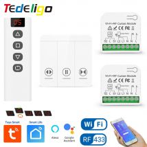 Tedeligo Tuya WiFi RF Smart Curtain Switch, modulo di controllo tende avvolti 110V 220V con telecomando wireless, funziona con Alexa