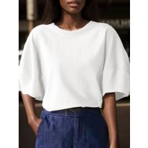 ZANZEA Frauen Puff Halbarm Bluse Mode Rundhals Blusas 2024 Sommer Solide Urlaub Shirts Casual Lose Grundlegende Tunika Tops