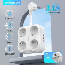 Spina europea multipresa ciabatta con 4 prese ca 3 porte usb presa di prolunga elettrica con adattatore di ricarica rapida da 0.5M su casa