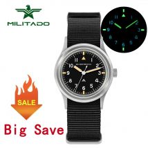 Orologio Militado ML14 VH31/VH65 Sweep Movimento al quarzo Orologi Cristallo di zaffiro Luminoso Orologio da polso impermeabile in acciaio inossidabile da 100 m