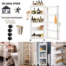 Carrello portaoggetti sottile con rotelle 5 strati 9 cm/13 cm Organizzatore Scaffale mobile per cucina Ufficio Bagno Lavanderia Luoghi stretti