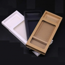 10 Stück schwarz-weiße Kraftpapier-Schubladenbox mit PVC-Fenster, Handyhülle, Verpackung, Geschenkverpackung, Papierfensterbox