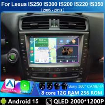 Android 15 Radio del coche para Lexus IS250 IS300 IS200 IS220 IS350 2005 - 2012 reproductor de vídeo estéreo Multimedia 360 cámara Carplay Auto