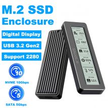 M2 SSD NVMe Gehäuse USB 3.2 Gen2 10 Gbit/s PCIe SSD Box M.2 NGFF SATA SSD Gehäuse Intelligente digitale Gesundheitsüberwachung M.2 SSD Gehäuse