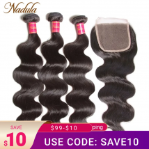 Nadula Hair Hd Lace Closure Brazilian Body Wave Bundles With Closure 4x4 Lace Closure Brazilian Hair Weave Bundles With Closure